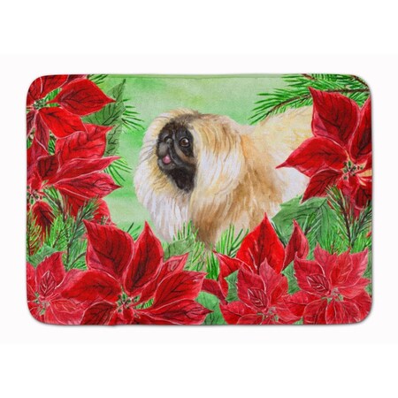 Carolines Treasures Pekingese Poinsettas Machine Washable Memory Foam Mat CK1329RUG